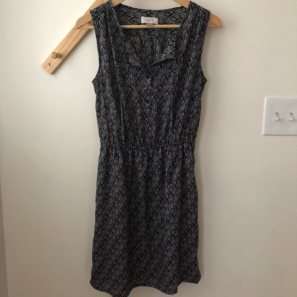 Loft black and white print dress